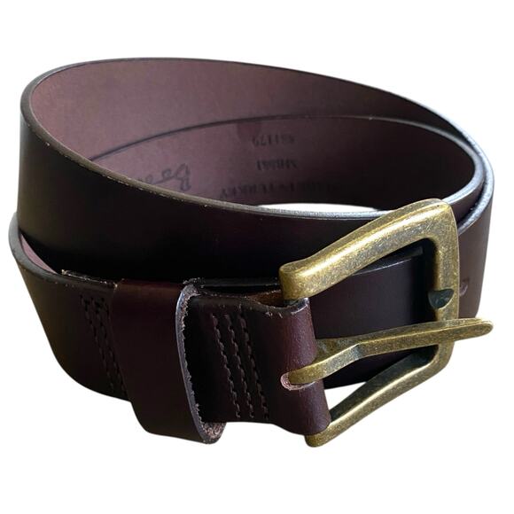 Boden Dark Brown Leather Waist Belt Sz Small Simple Brass Buckle - Picture 9 of 9